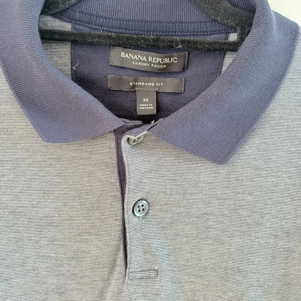 Banana Republic Luxury Touch Polo Men's M Blue Gray 100% Cotton Standard Fit